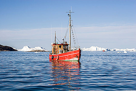 格陵兰,红色,渔船