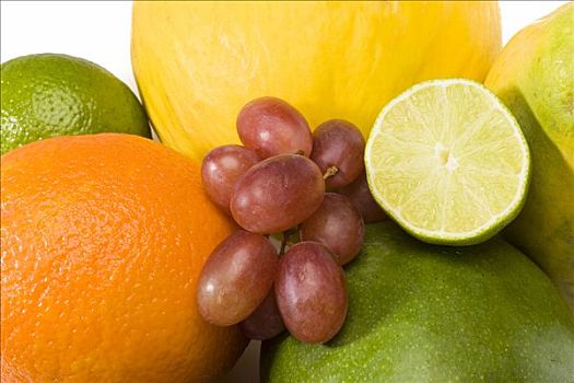 进口水果,瓜,芒果,橙色,葡萄,一半,柠檬