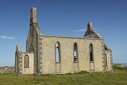 教堂,遗址,伊尼什莫尔岛尔,岛屿,戈尔韦,海岸,戈尔韦郡,爱尔兰