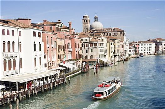 船,游客,运河,威尼斯,意大利,俯拍