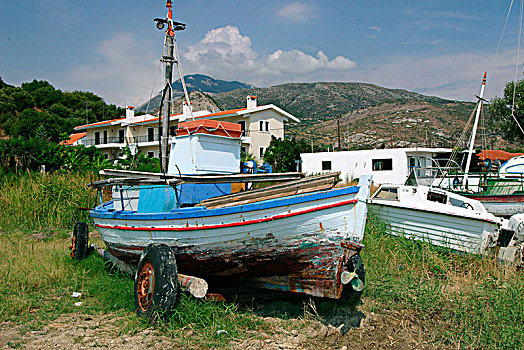 老,船,凯法利尼亚岛,希腊