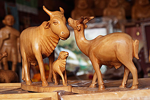 小雕像,动物,市场货摊,新德里,印度