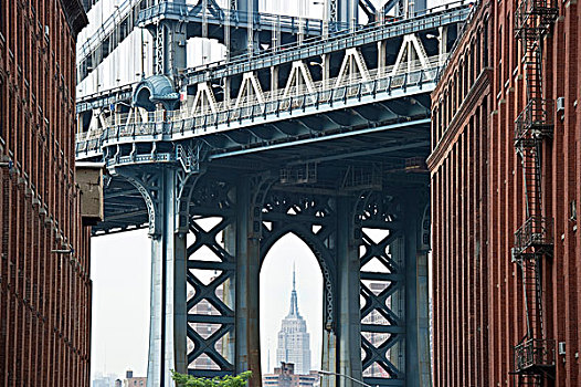 曼哈顿,桥,建筑,布鲁克林高地,纽约,美国
