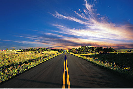 道路,风景,天空,萨斯喀彻温,加拿大