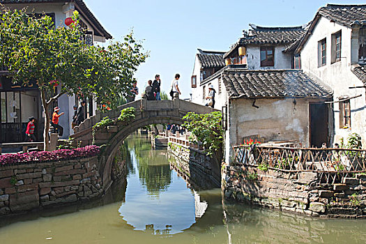 石桥,运河,周庄,昆山,江苏,中国
