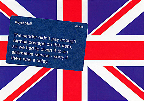 明信片,英国国旗,旗帜,皇家,邮件,迟,递送,提示