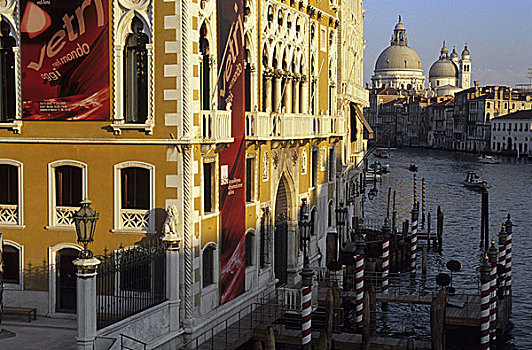 意大利,威尼斯,大运河,注视,教堂,圣马利亚,排,房子,水系,运河,巴洛克教堂,建筑,景象,目的地,旅游