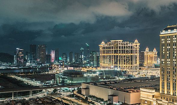 澳门酒店博彩业灯光夜景