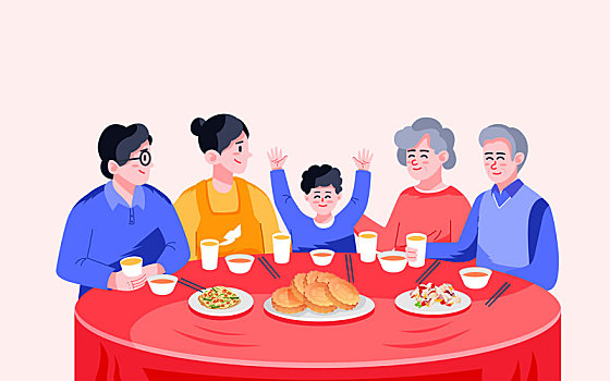中秋佳節(jié)海報(bào)中國(guó)傳統(tǒng)節(jié)日家人賞月團(tuán)圓插畫(huà)