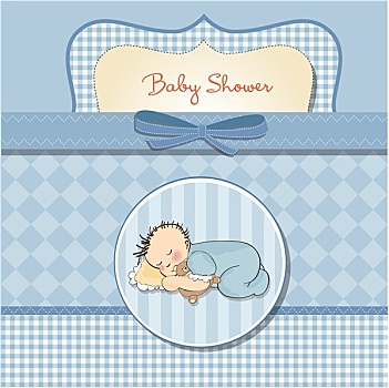 婴儿,礼物,卡,小,男婴,睡觉,泰迪熊