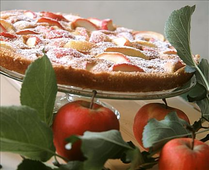 苹果,香草,水果蛋糕,蛋糕盘