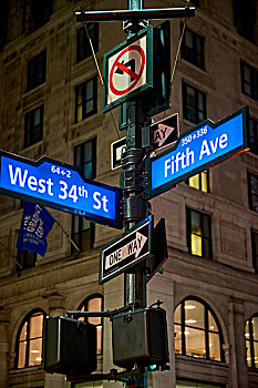 纽约,街道,指示牌
