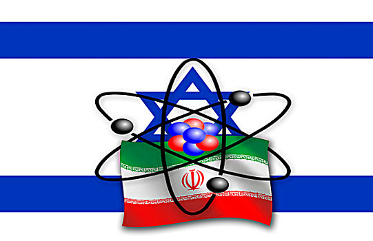 象征,核能,争执,伊朗,以色列,团结,国际,插画