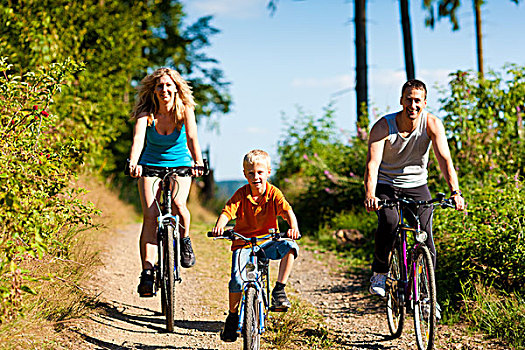 家庭,孩子,自行车,夏天,运动,装束,练习