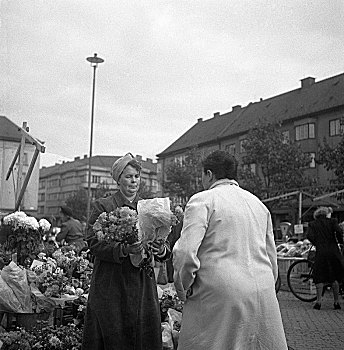 花,货摊,市场,马尔默,瑞典,艺术家