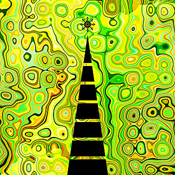艺术,圣诞节,几何,黑色,树,绿色,金色,图案,背景