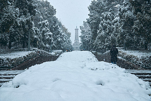 湖南省开福区烈士公园冬季雪景