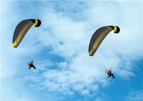 滑伞运动,飞行,蓝色背景,天空
