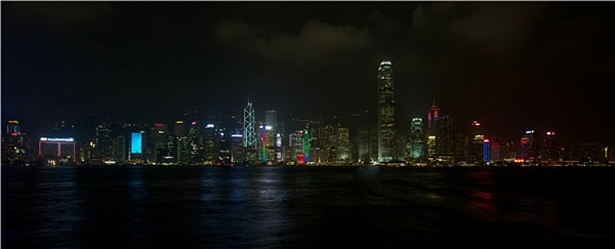 全景,香港,天际线,夜晚