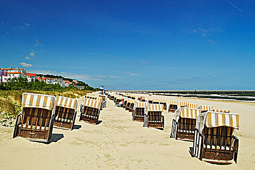 沙滩椅,海滩,乌瑟多姆岛,波罗的海,梅克伦堡州,德国,欧洲