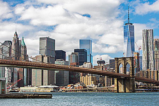 风景,纽约,天际线,布鲁克林大桥,美国