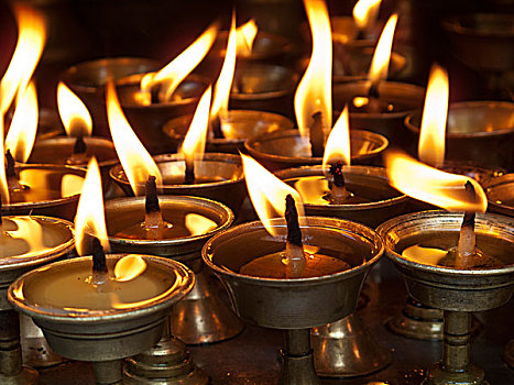 小,蜡烛,供品,加德满都,尼泊尔,南亚