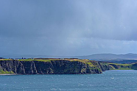 日光,海崖,积雨云,海岸,斯凯岛,苏格兰,英国
