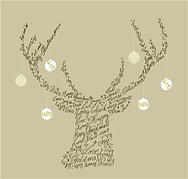 圣诞节,文字,形状,驯鹿,小玩意,构图,文件