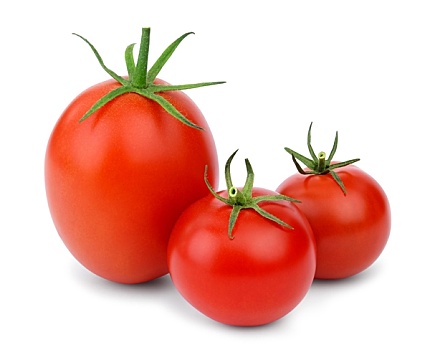三个,成熟,红色,西红柿,不同,尺寸,形状,隔绝,白色背景,背景