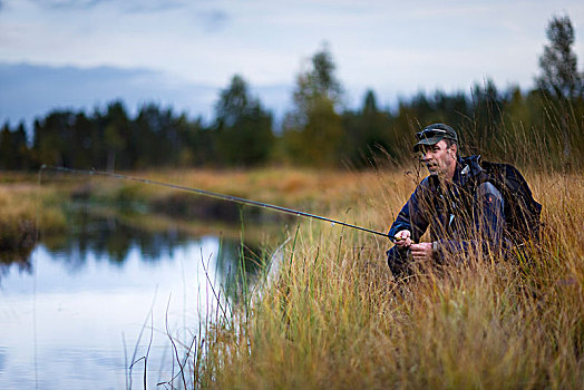 一个,男人,钓鱼,瑞典