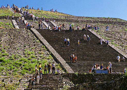 旅游,攀登,太阳金字塔,特奥蒂瓦坎,墨西哥