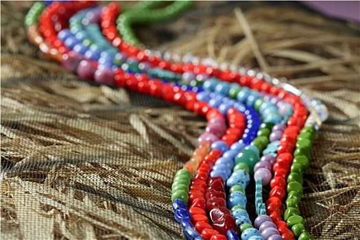彩色,石头,饰品,项链,稻草,背景