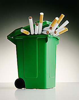 香烟,绿色,垃圾桶