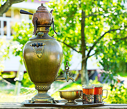 传统,俄罗斯,茶,花园