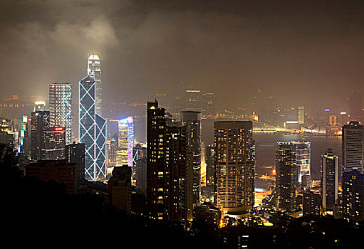 中银大厦,香港岛,夜晚