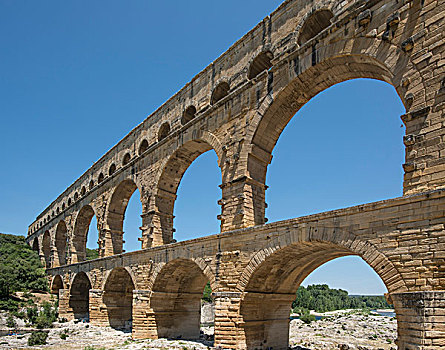 加尔桥,古老,罗马水道,朗格多克-鲁西永大区,法国,欧洲