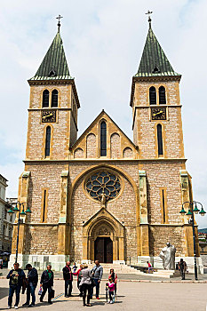 基督教,圣心大教堂,萨拉热窝,老城,波斯尼亚,黑塞哥维那,欧洲