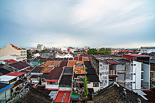 鸟瞰槟城乔治敦屋顶