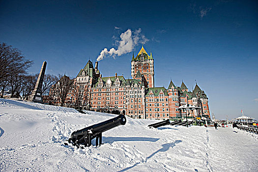 大炮,摊亭,结束,雪橇,滑动,平台,旁侧,酒店,城市,魁北克,加拿大,1893年,站立,场所,残余