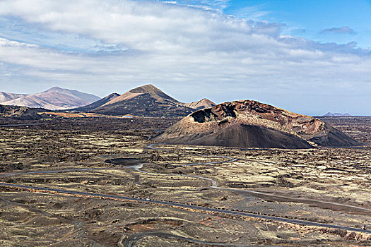 火山地貌,蒙大拿,背景,兰索罗特岛,加纳利群岛,西班牙