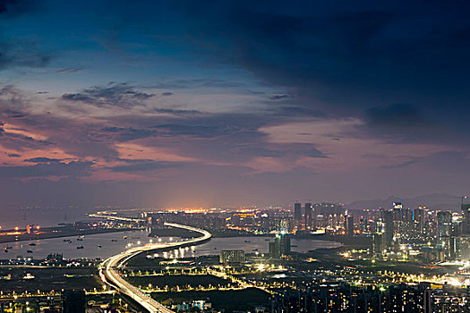 中国广东深圳前海自贸区都市夜景