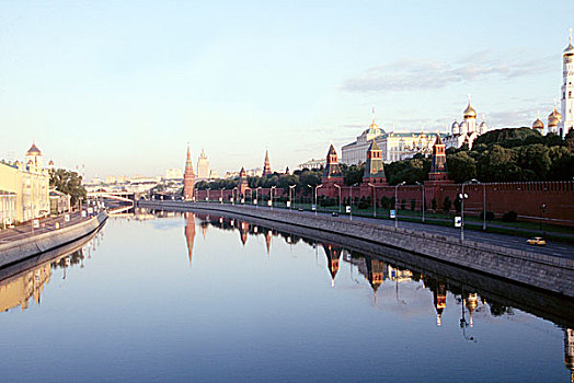 风景,莫斯科,河,反射,克里姆林宫,俄罗斯