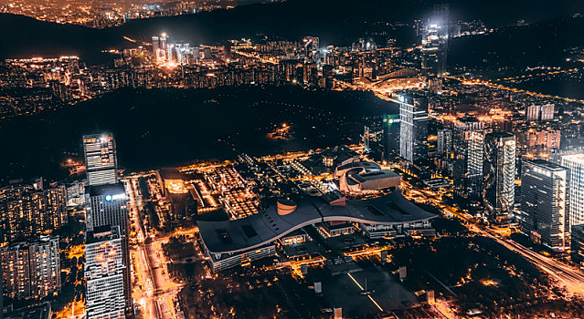 鸟瞰深圳城市夜景