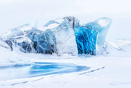 海冰,斯匹次卑尔根岛,东海岸,斯瓦尔巴特群岛,挪威