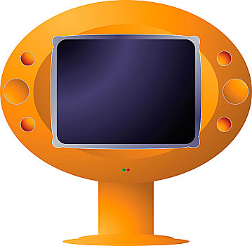 未来,电视,插画,橙色,站立