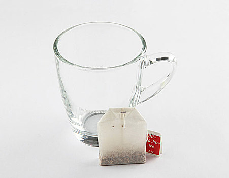玻璃,茶杯,三个,茶包,白色背景,背景