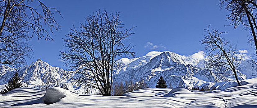 法国,阿尔卑斯山,上萨瓦省,风景,冬天