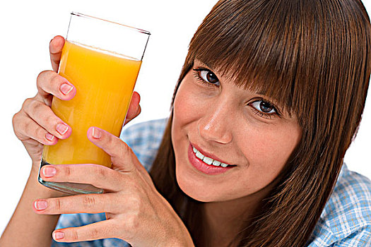 女青年,玻璃,健康,橙汁,早餐