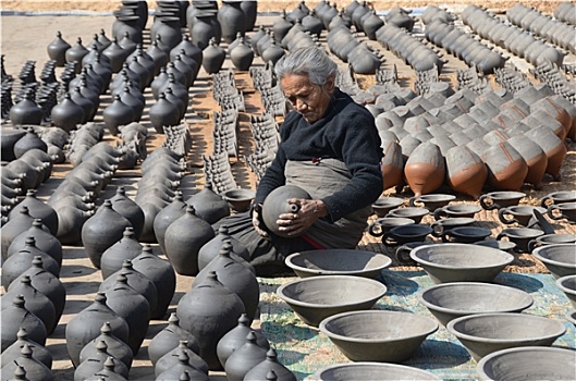 尼泊尔人,女人,陶器