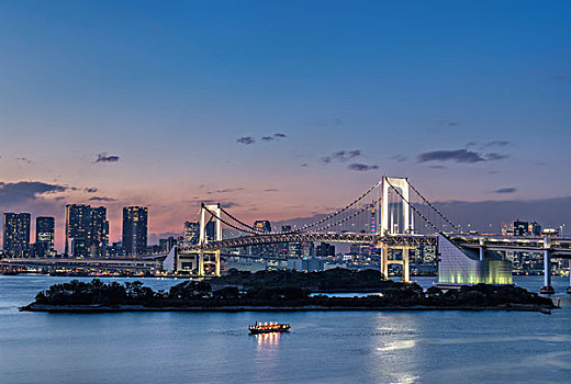 日本,东京,台场,彩虹桥,黎明,大幅,尺寸